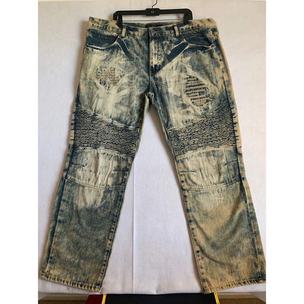 Denim Collection 1738 Mens Size 44 Denim Jeans Moto Bleached Style